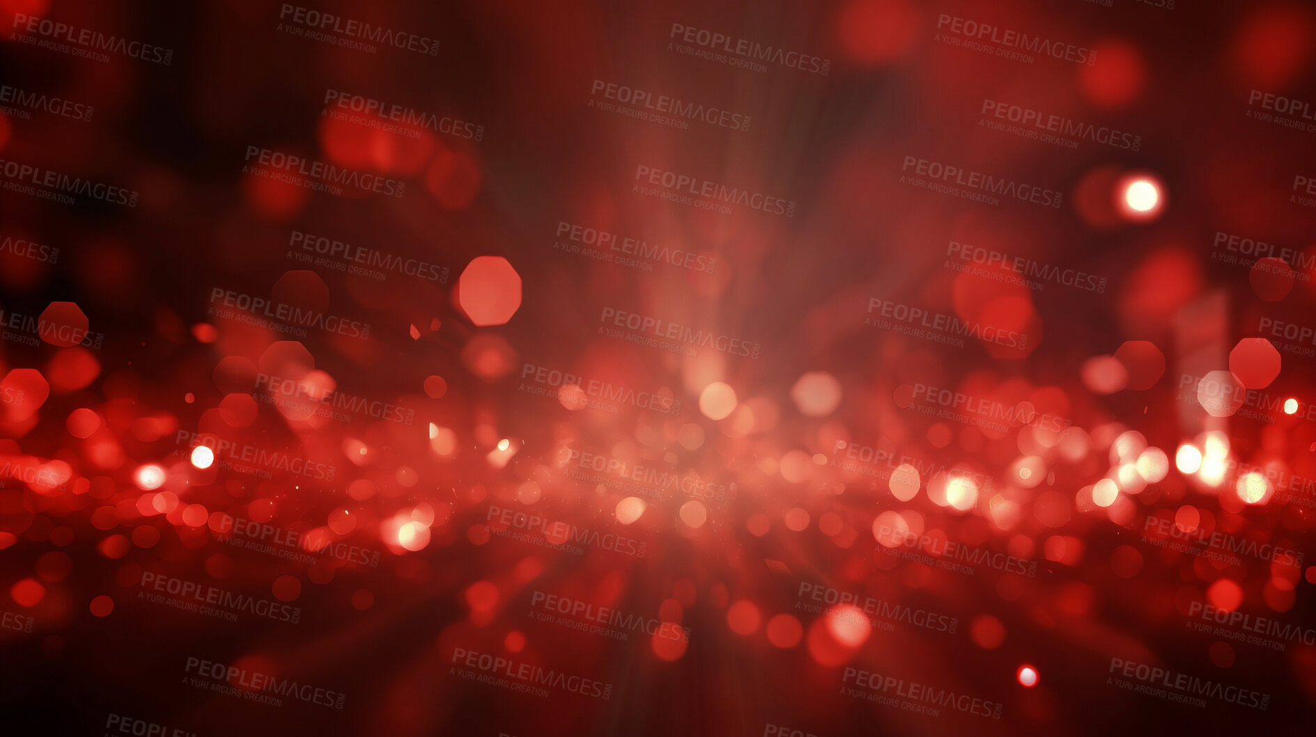 Buy stock photo Red glitter glow particle bokeh background. Festive celebration wallpaper concept