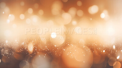 Buy stock photo Gold glitter glow particle bokeh background. Festive celebration wallpaper concept