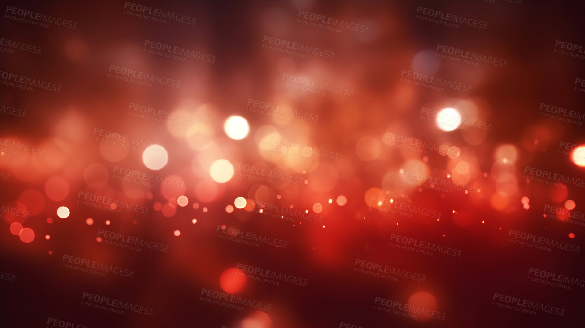 Buy stock photo Red glitter glow particle bokeh background. Festive celebration wallpaper concept