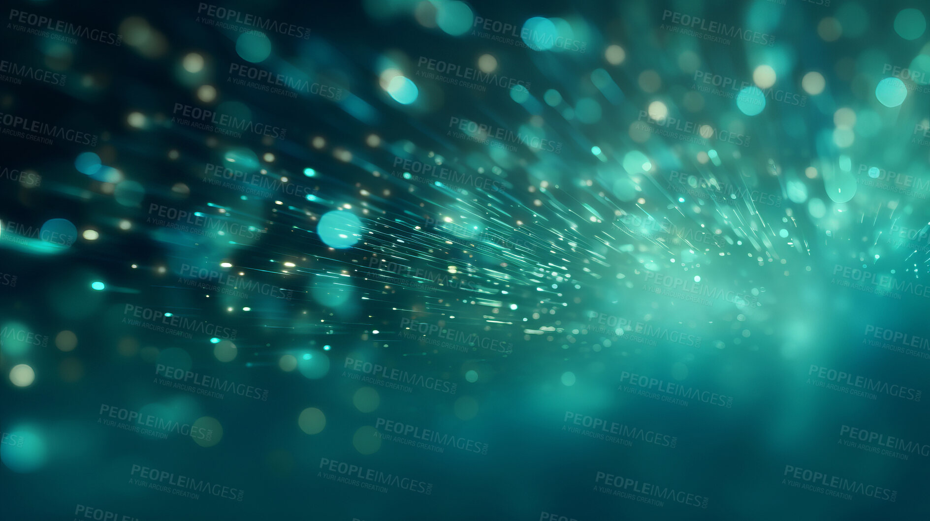 Buy stock photo Teal glitter glow particle bokeh background. Festive celebration wallpaper concept