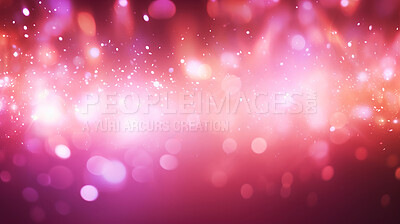 Buy stock photo Pink glitter glow particle bokeh background. Festive celebration wallpaper concept