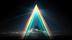 Triangle rainbow prism light effect. Background overlay pattern design.