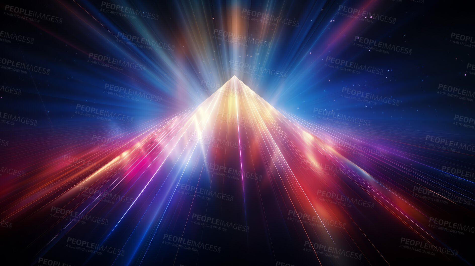 Buy stock photo Triangle rainbow prism light effect. Background overlay pattern design.