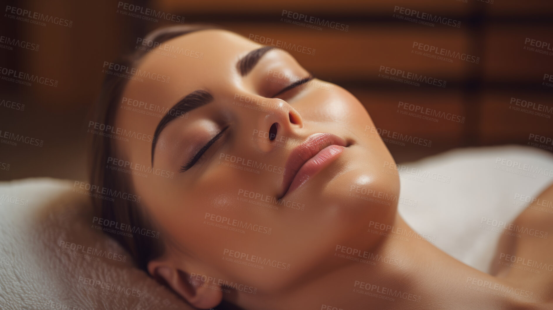 Buy stock photo Relaxed woman receiving beauty treatment at a beauty salon. Beautiful radiant skin