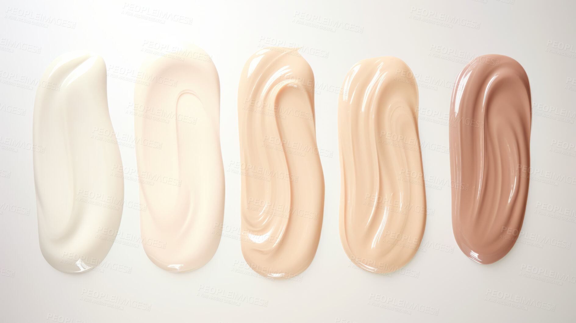 Buy stock photo Foundation samples or swatch. Skin beauty or make-up product for different skin tones