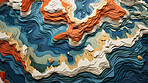 Abstract topographic map landscape. Paper cutout style of mountain and river