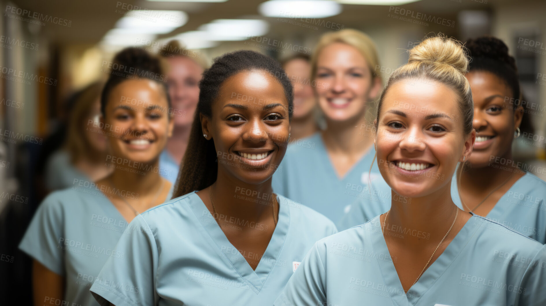 Buy stock photo Group of medical staff posing for photo. Group portrait. Medical staff concept.