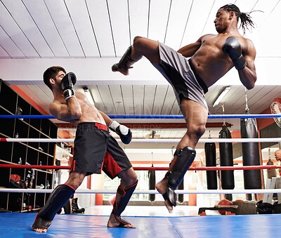 Buy stock photo Two kickboxers in training