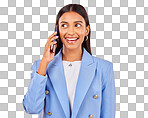 Business, phone call or woman with conversation, connection or m