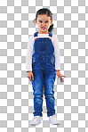 Angry, attitude and portrait of child on blue background with up