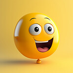 3d Happy speech bubble. Social media notification chat icon. Review, rating concept