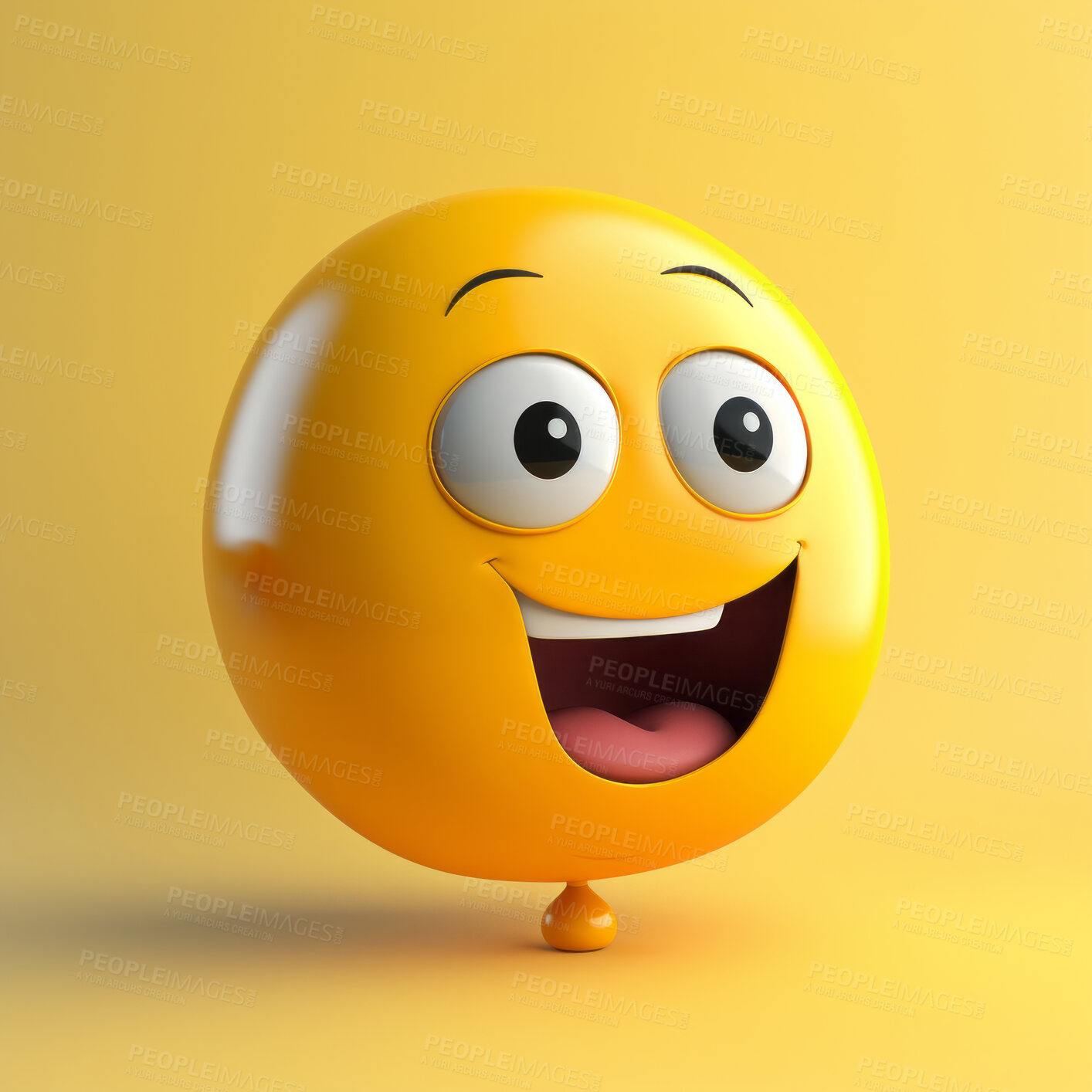 Buy stock photo 3d Happy speech bubble. Social media notification chat icon. Review, rating concept