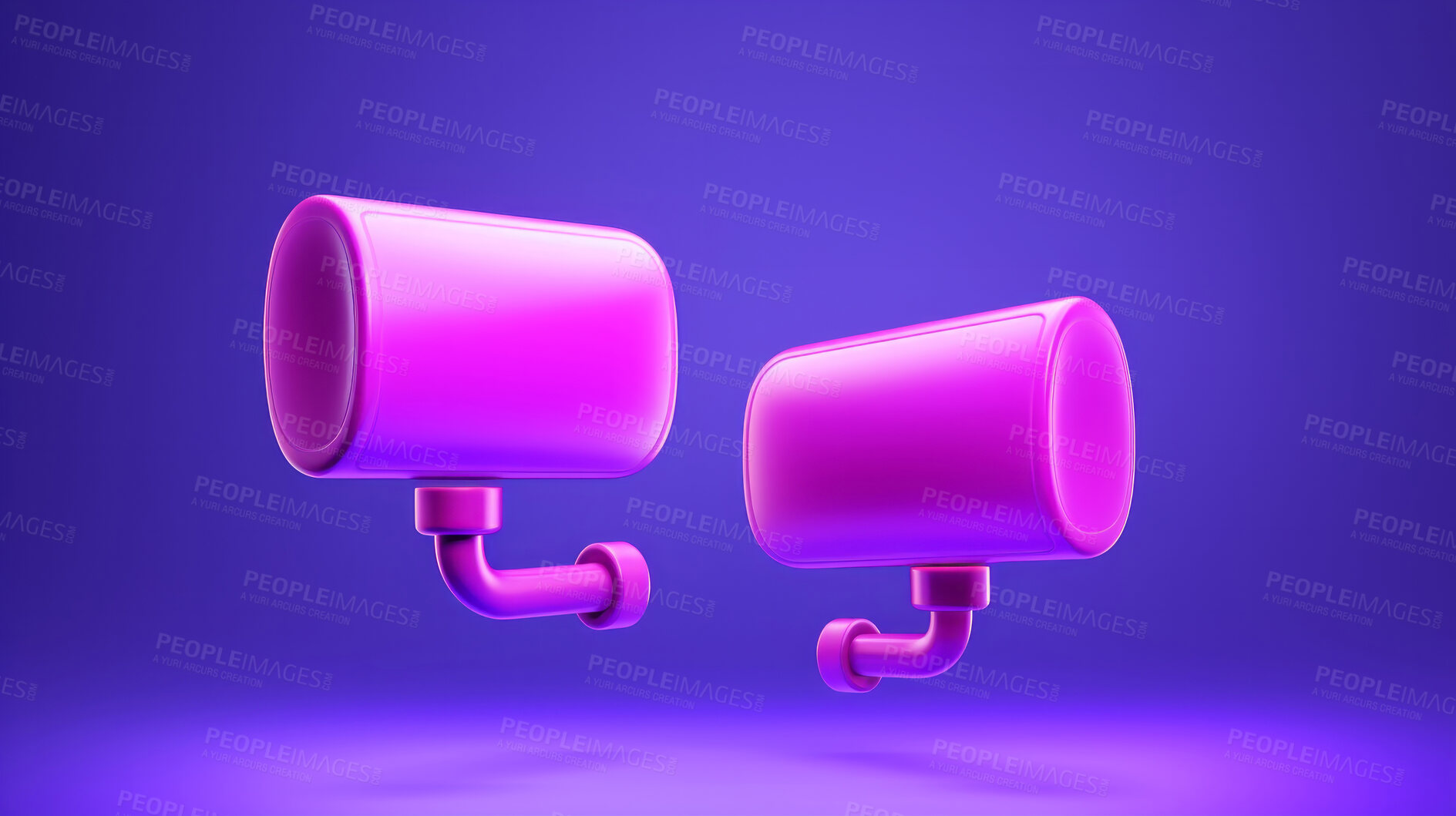 Buy stock photo 3d Blank pink speech bubbles. Social media notification chat icon. Copyspace dialogue box