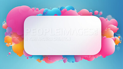 Buy stock photo Copyspace speech bubble with paint splashes. Communication notification message concept