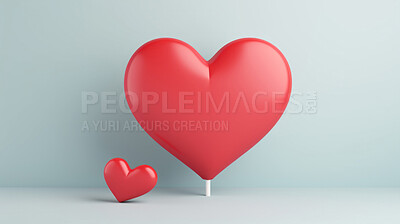 3d Blank red heart speech bubble. Social media notification chat icon. Copyspace dialogue box