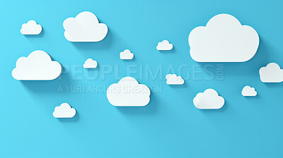 Hanging cloud speech bubbles. Social media notification chat icon. Copyspace dialogue box