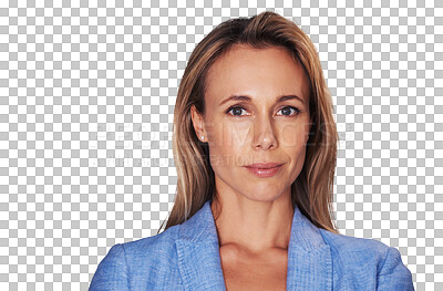 Buy stock photo Portrait, business and woman with startup, employee and confident lady isolated on transparent background. Face, person or entrepreneur with job vision, corporate and professional with png or startup