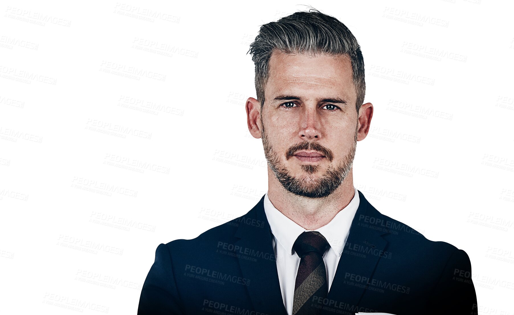 Buy stock photo Businessman, portrait and confident professional for serious company manager, formal suit or isolated transparent png background. Male person, face and corporate consultant career, proud staff or job