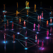 Internet Crowd View of a crowd with a network of connections. Big data, smart city ...