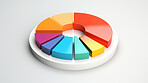 Colorful pie chart info graphics. Data analysis, or statistics, on a white background. 3D design