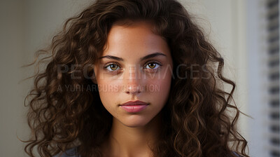 Buy stock photo Close-up portrait of model. Natural light. Fashion, Beauty concept.
