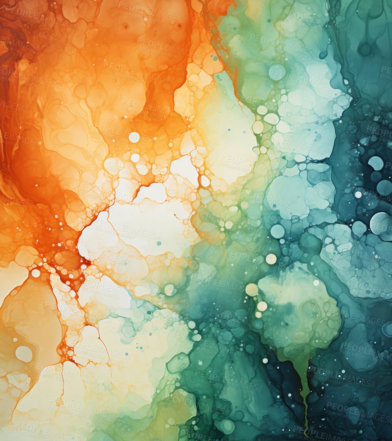 Buy stock photo Splash, oil and design with art, painting and decoration for texture, creative and background. Ai generated, banner and pattern with abstract fantasy and colours.