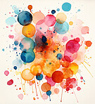 Circular, watercolour and design with art, painting and decoration for texture, creative and background. Ai generated, banner and pattern with abstract fantasy and colours.