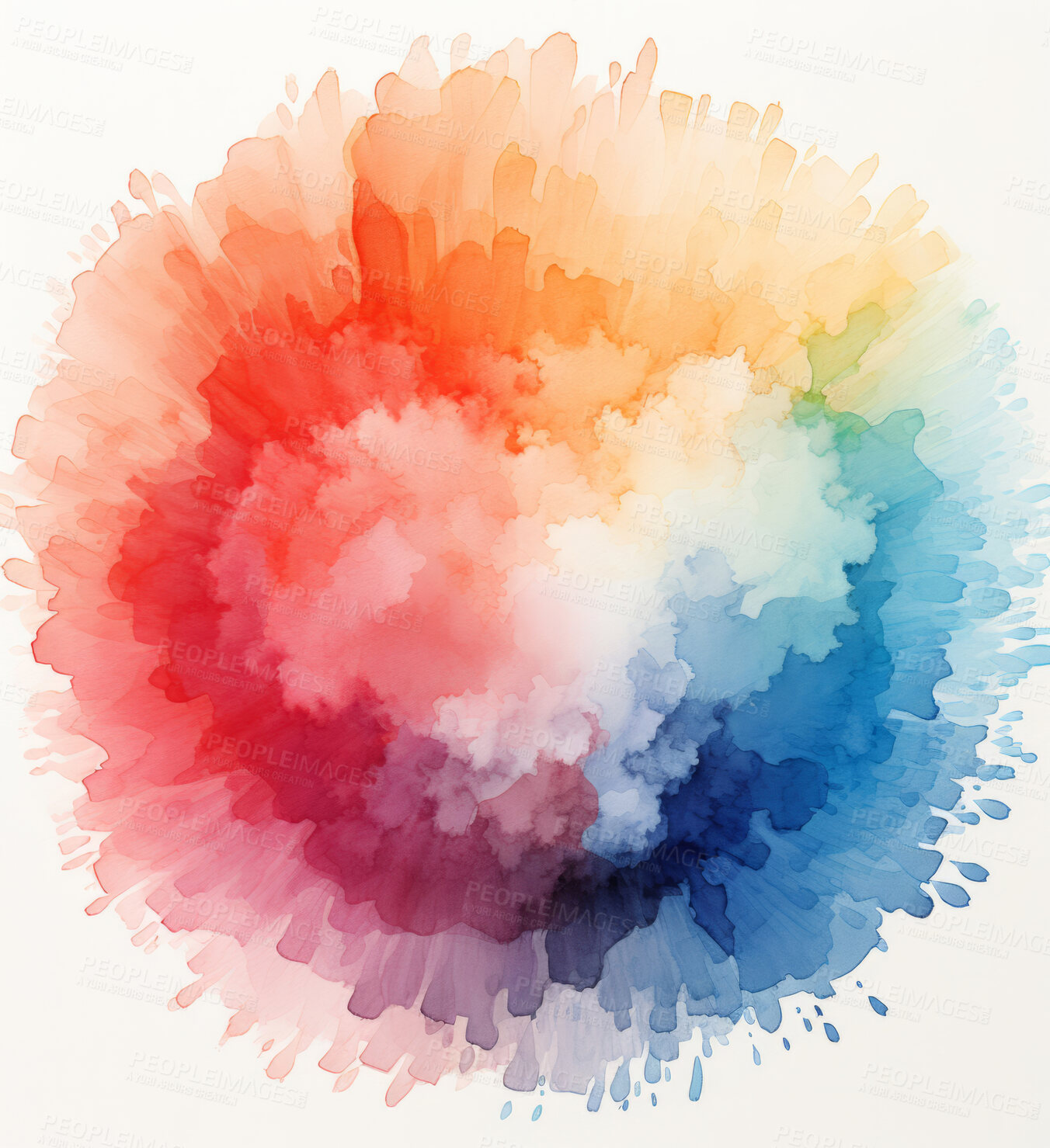 Buy stock photo Spiral, watercolour and design with art, painting and decoration for texture, creative and background. Ai generated, banner and pattern with abstract fantasy and colours.