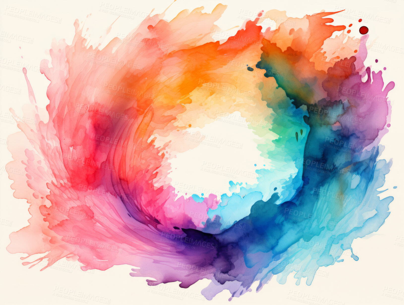 Buy stock photo Spiral, watercolour and design with art, painting and decoration for texture, creative and background. Ai generated, banner and pattern with abstract fantasy and colours.