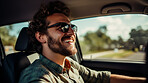 Portrait of male, driving, vehicle for professional, confident and ownership. Face, smile and happy man driving his car for insurance, service repair and dealership. Automobile industry