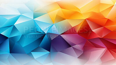 Polygon, geometric and design with lowpoly, Colour and decoration for texture, creative and background. Ai generated, banner and pattern with abstract shapes and colours.