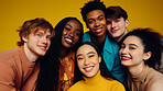 Diverse, group and youth portrait of young students or a friends for inclusivity and diversity. Confident, people or best friends taking a selfie together, having fun for protest or human rights