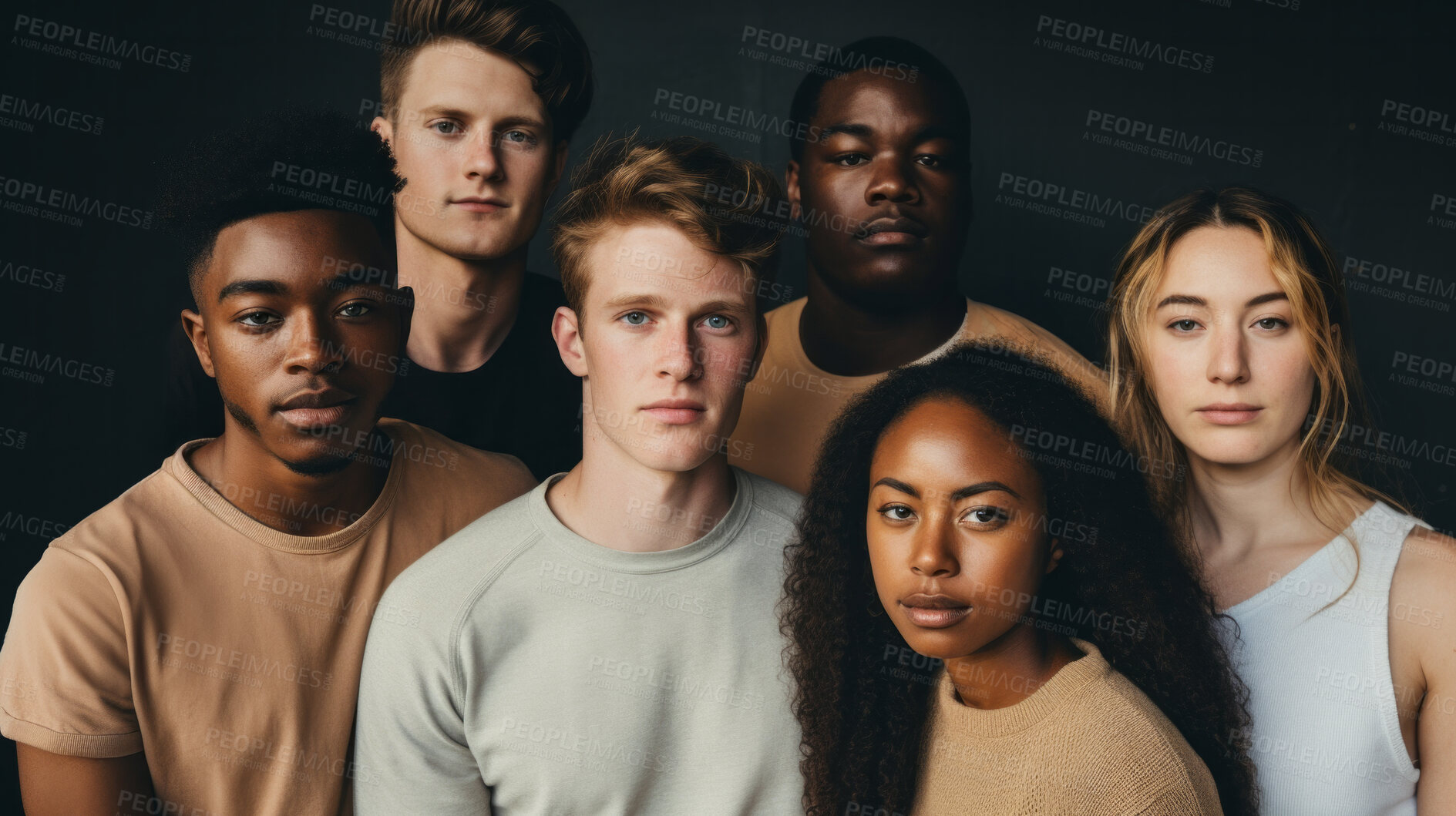 Buy stock photo Diverse, group and youth portrait of young students or a friends for inclusivity and diversity. Confident, people or best friends taking a selfie together, having fun for protest or human rights