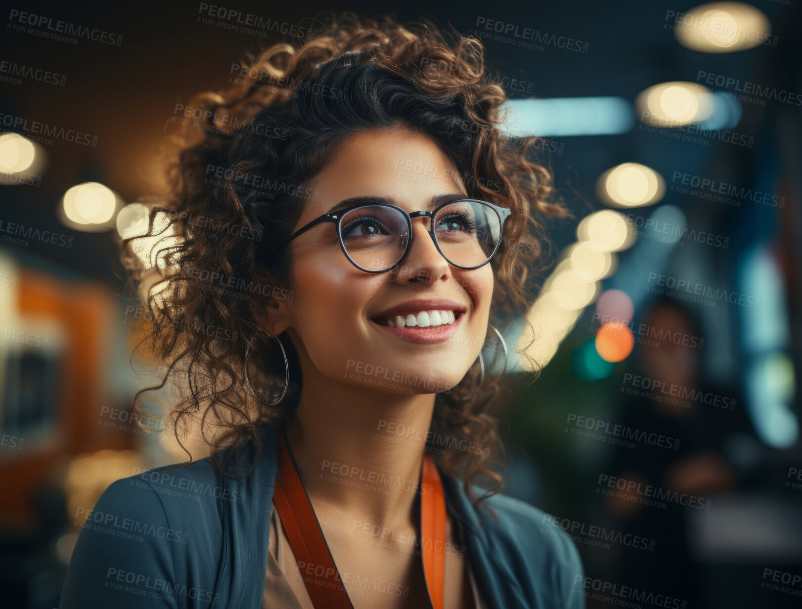 Buy stock photo Portrait, woman and student in office, business and building. Smiling, face and female. Person, girl or leader. Working, employee and creative in corporate workplace.