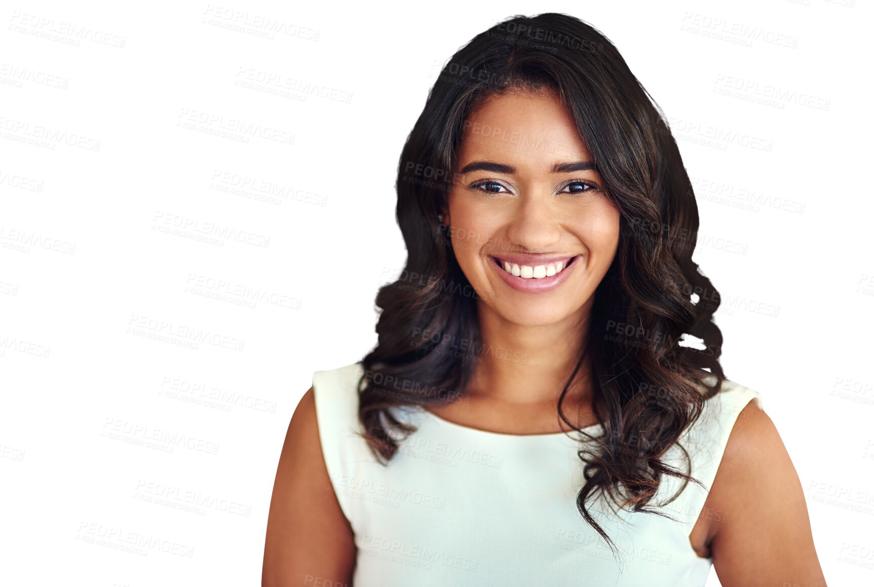 Buy stock photo Business, confidence and portrait of Indian woman isolated on transparent png background with fashion. Businesswoman, secretary or receptionist with professional career, smile and work pride.