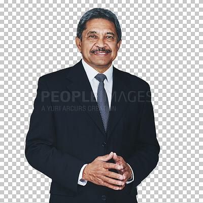 Buy stock photo Portrait, confident business man and ceo isolated on a transparent png background. Face, mature professional entrepreneur or manager, Indian executive boss or financial consultant in corporate career