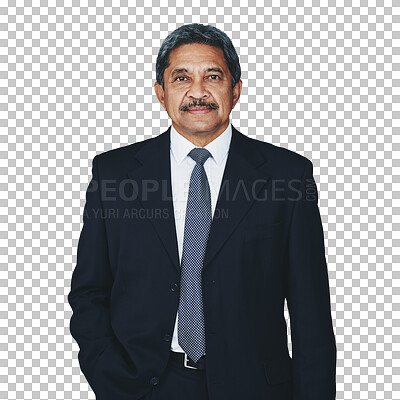 Buy stock photo Portrait, mature business man and ceo isolated on a transparent png background. Face, serious professional entrepreneur and confident manager, Indian executive advisor and corporate boss in suit