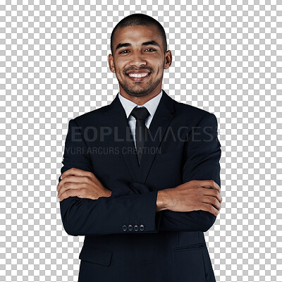 Buy stock photo Business man, confidence and smile in portrait, professional and pride for career, work and company. Male person, face and positive mindset for future, happy or isolated on transparent png background