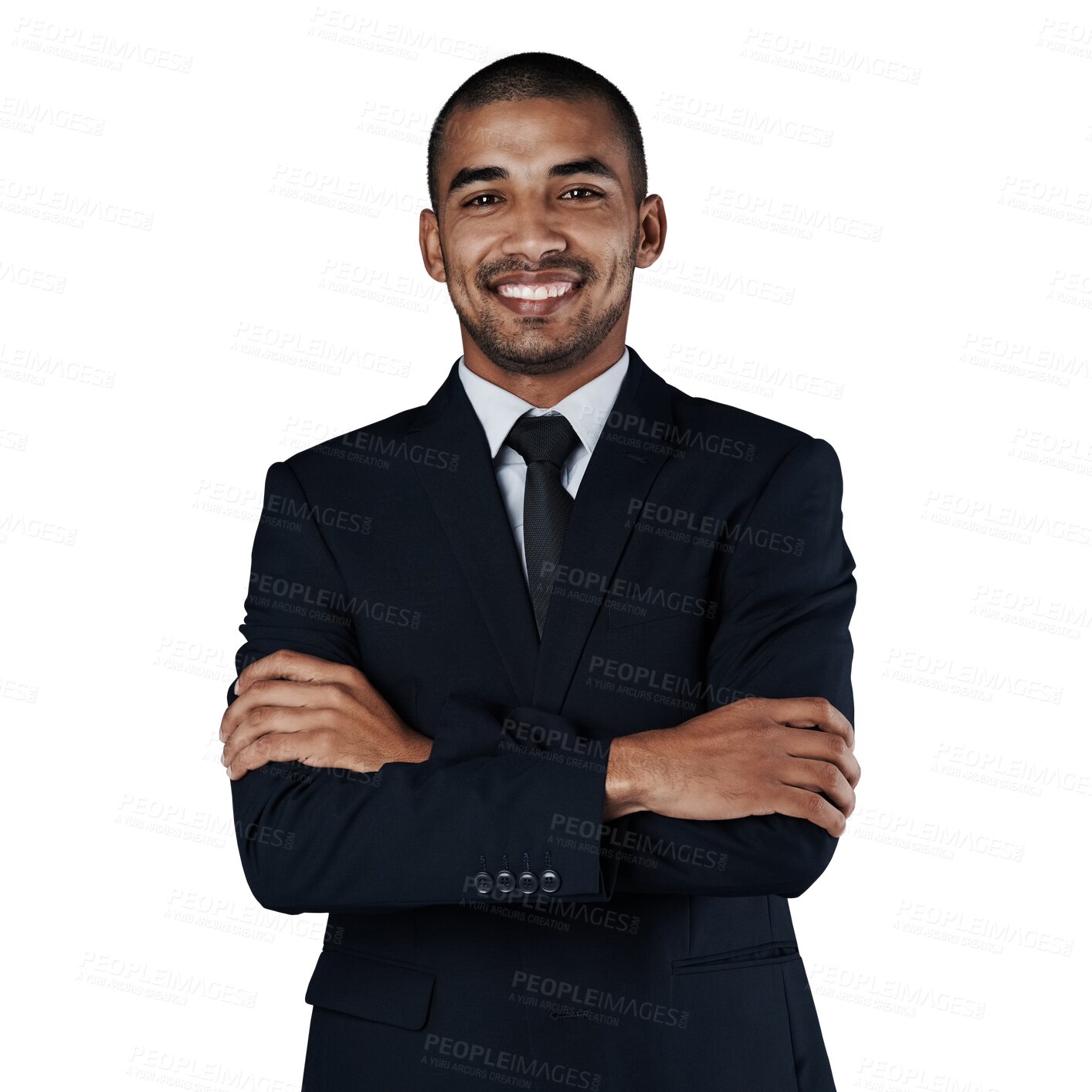 Buy stock photo Business man, confidence and smile in portrait, professional and pride for career, work and company. Male person, face and positive mindset for future, happy or isolated on transparent png background