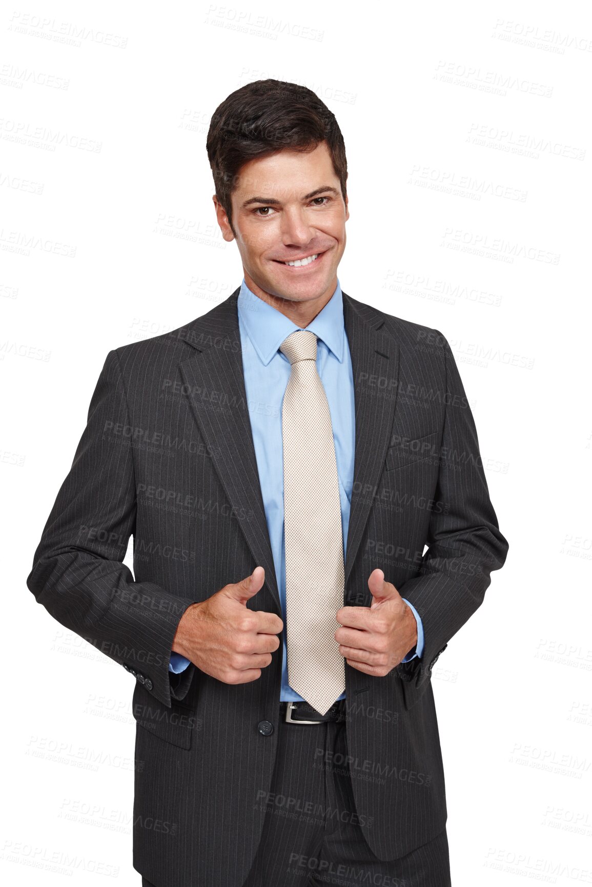 Buy stock photo Portrait, smile and business man with thumbs up support on isolated, transparent or png background. Hiring, recruitment and mature entrepreneur face with yes hand emoji, success or goal motivation