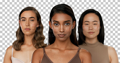 Buy stock photo Portrait, woman and natural for beauty with face for diversity, dermatology or skincare. Female model, inclusion or unique for healthy skin on isolated or transparent png background for cosmetic care