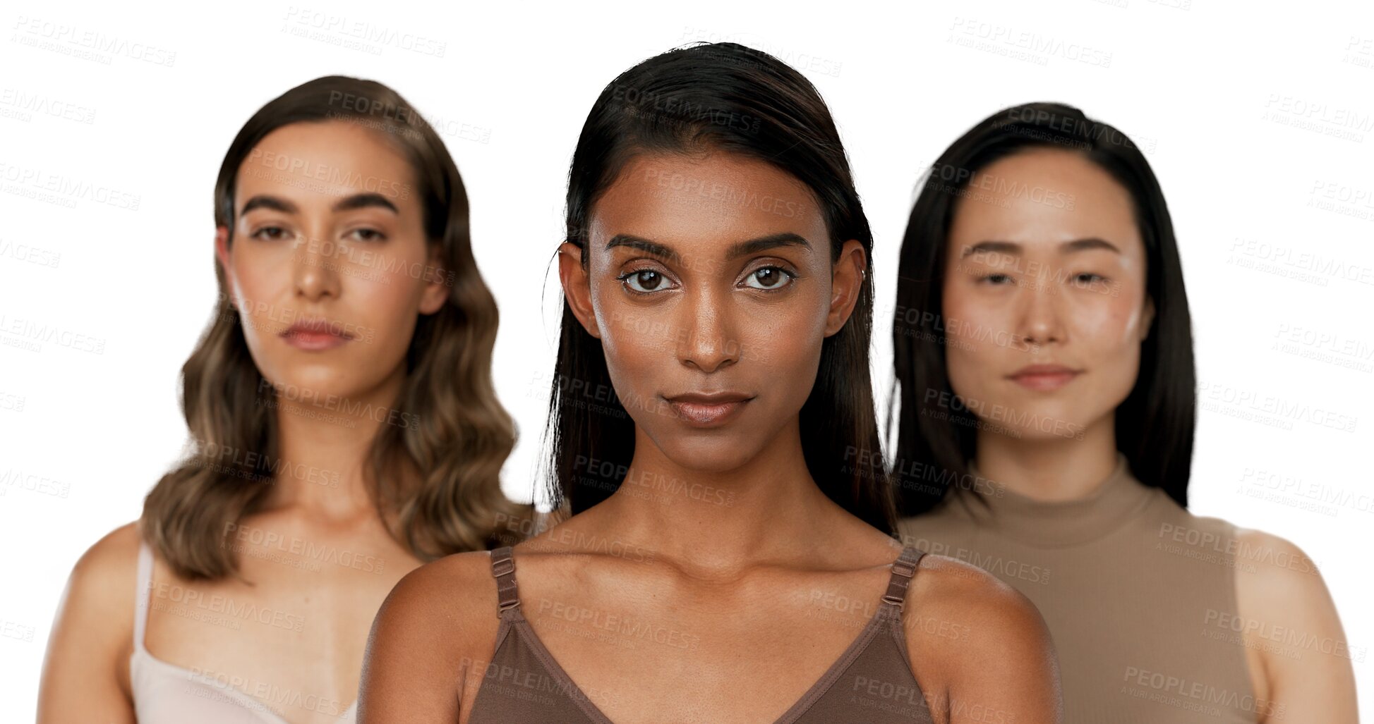 Buy stock photo Portrait, woman and natural for beauty with face for diversity, dermatology or skincare. Female model, inclusion or unique for healthy skin on isolated or transparent png background for cosmetic care