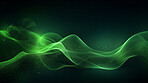 Abstract, energy and green motion waves on a black background for wallpaper, design and eco science. Neon, effect and vibrant creative nature graphic for environment, ecology and sustainability