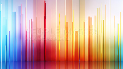 Graph, lines and chart on a white background for business, statistics and marketing analysis. Colourful, abstract and spectrum of neon graphic for data, forex trading and music rainbow pattern