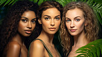 Young, female and diverse portrait of a group of women or youth for skincare, health and cosmetics. Beautiful, confident and attractive people with glow for organic, eco friendly and sustainability
