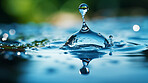 Water droplet, conservation, and eco-friendly concept for saving, sustainability, and environmental awareness. Clear, pure, and symbolic drop in the campaign to preserve water resources.