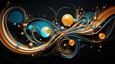 Black, yellow, and orange fractals with swirling elegance. Abstract complexity, dynamic patterns, and vibrant color interplay in a visually captivating artistic representation.