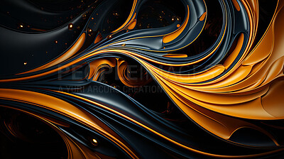 Flowing golden lines, black backdrop, abstract elegance. Modern, dynamic, and opulent artistry in a visually stunning depiction of luxurious design.
