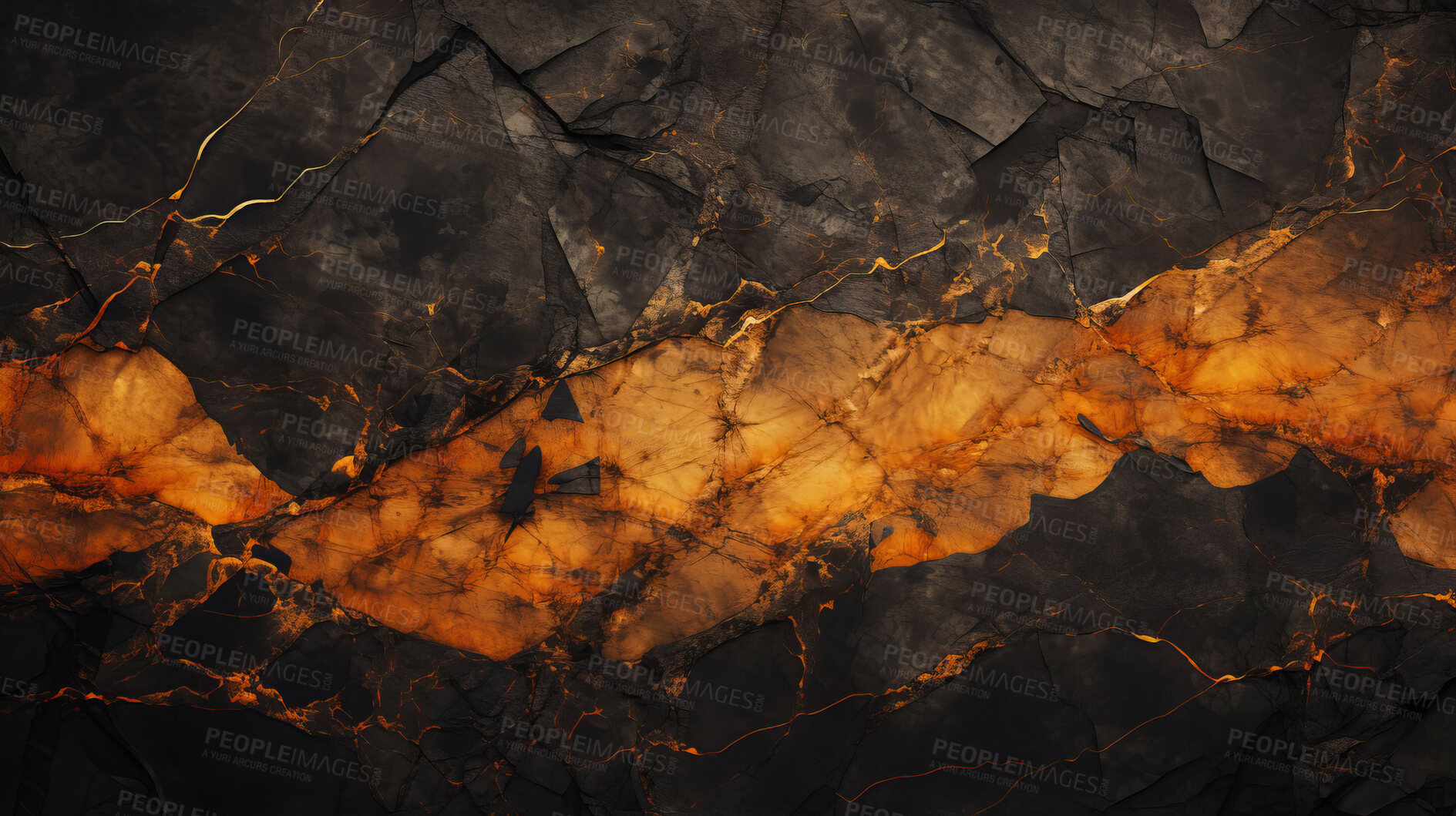 Buy stock photo Rocky textures, cracks, and glowing orange light. Abstract geological wonders, dynamic surfaces, and ethereal illumination converge in a visually stunning depiction of abstract art.