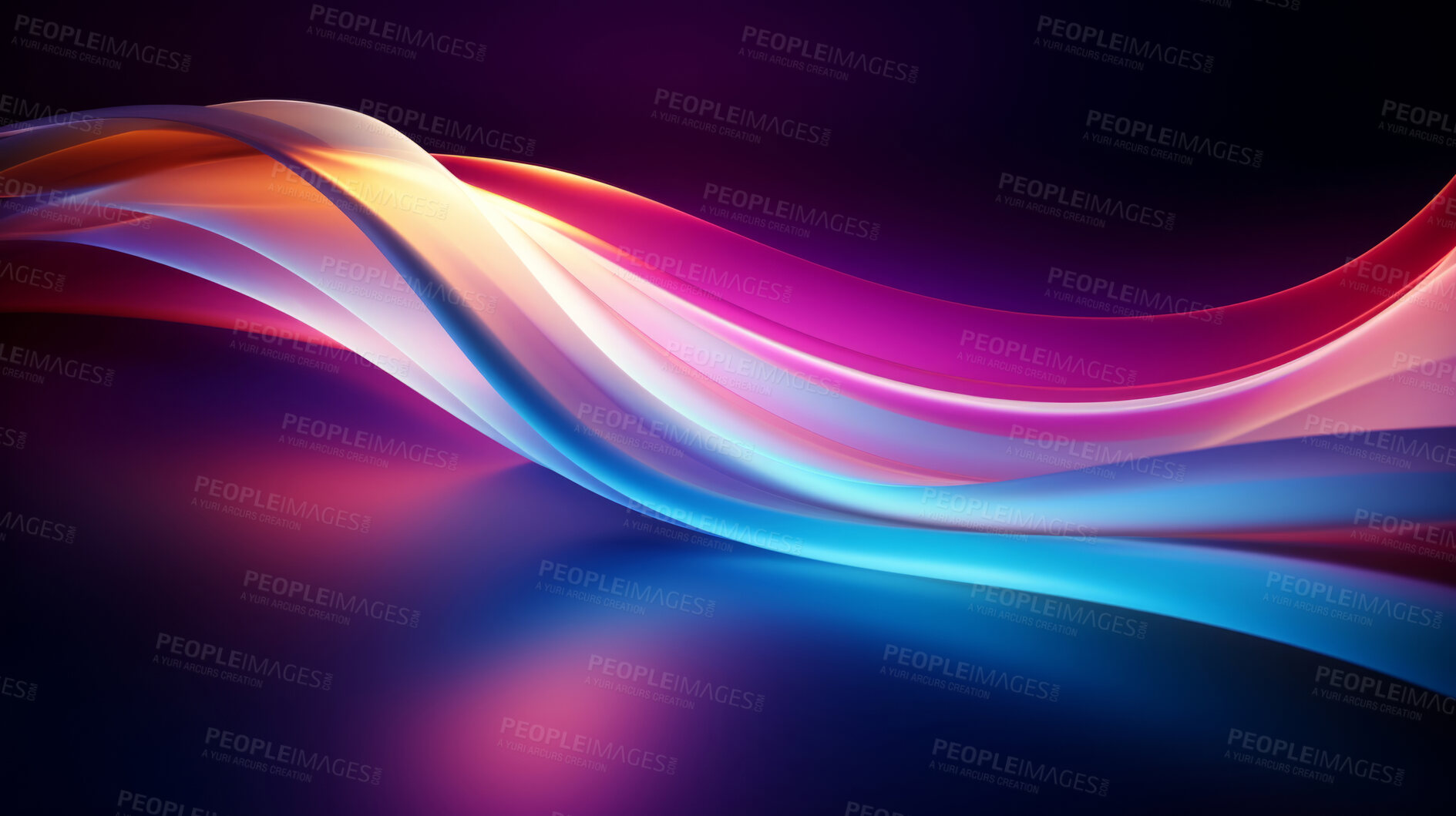 Buy stock photo Neon lines, vibrant concept and glowing art. Dynamic, futuristic and electrifying designs for graphic display, creating visually stunning and captivating wallpapers in mesmerizing style.